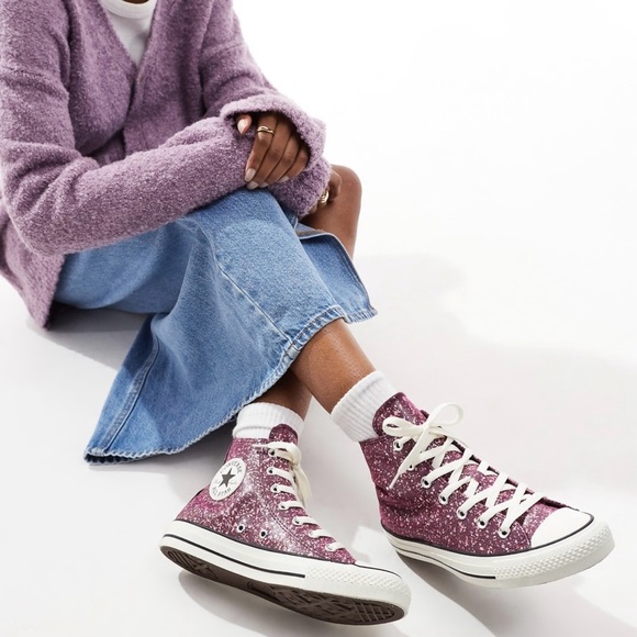 CONVERSE Orchid Abyss/Egret/Black Chuck Taylor All Star Glitter SZ 11 - Picture 1 of 16